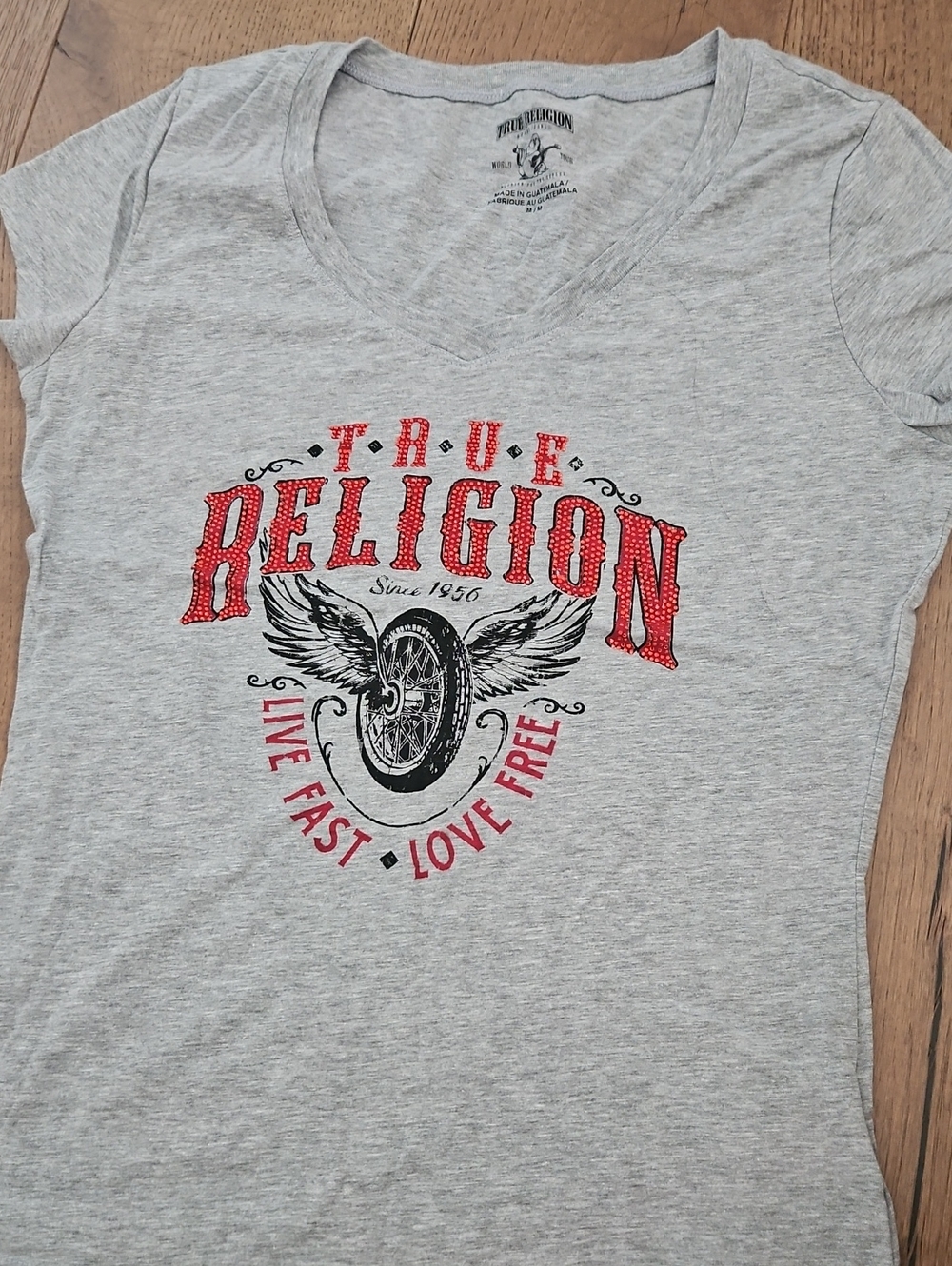 True Religion Light Gray V-Neck Tee